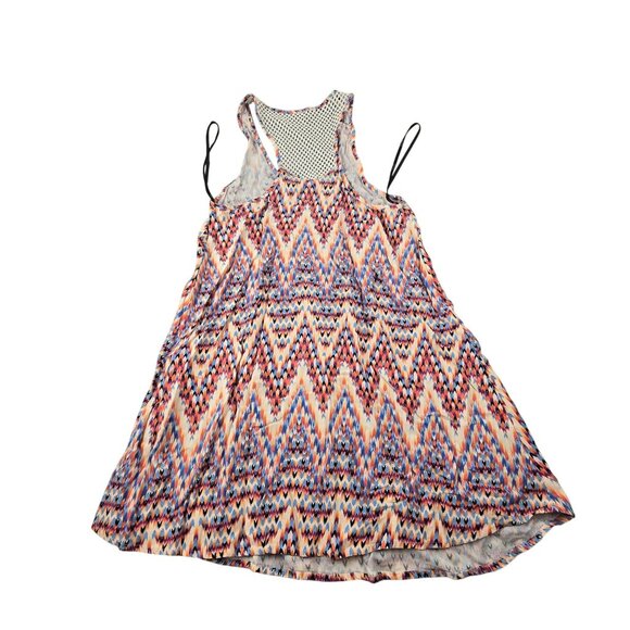 Forever 21 Swing Dress Chevron Print Multicolor Mesh Back Detail Size S jh1830 - Picture 7 of 10